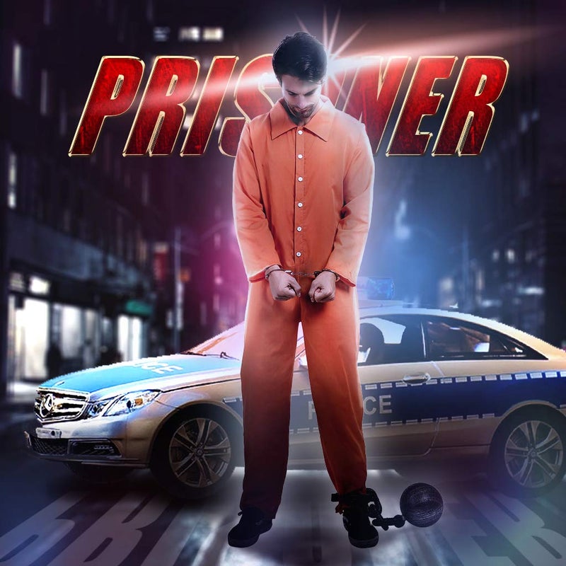 ReneeCho Orange Prisoner Jumpsuit Jailbird Costume Men Adult Halloween Inmate Onesie - Image 5